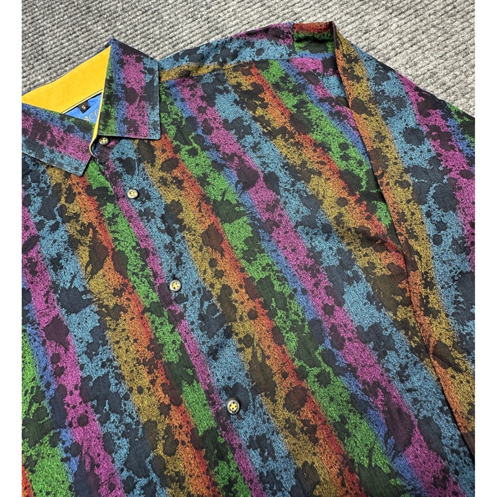 Visconti Signature Series Button Down Men S Multicolor Rainbow Abstract Stripe